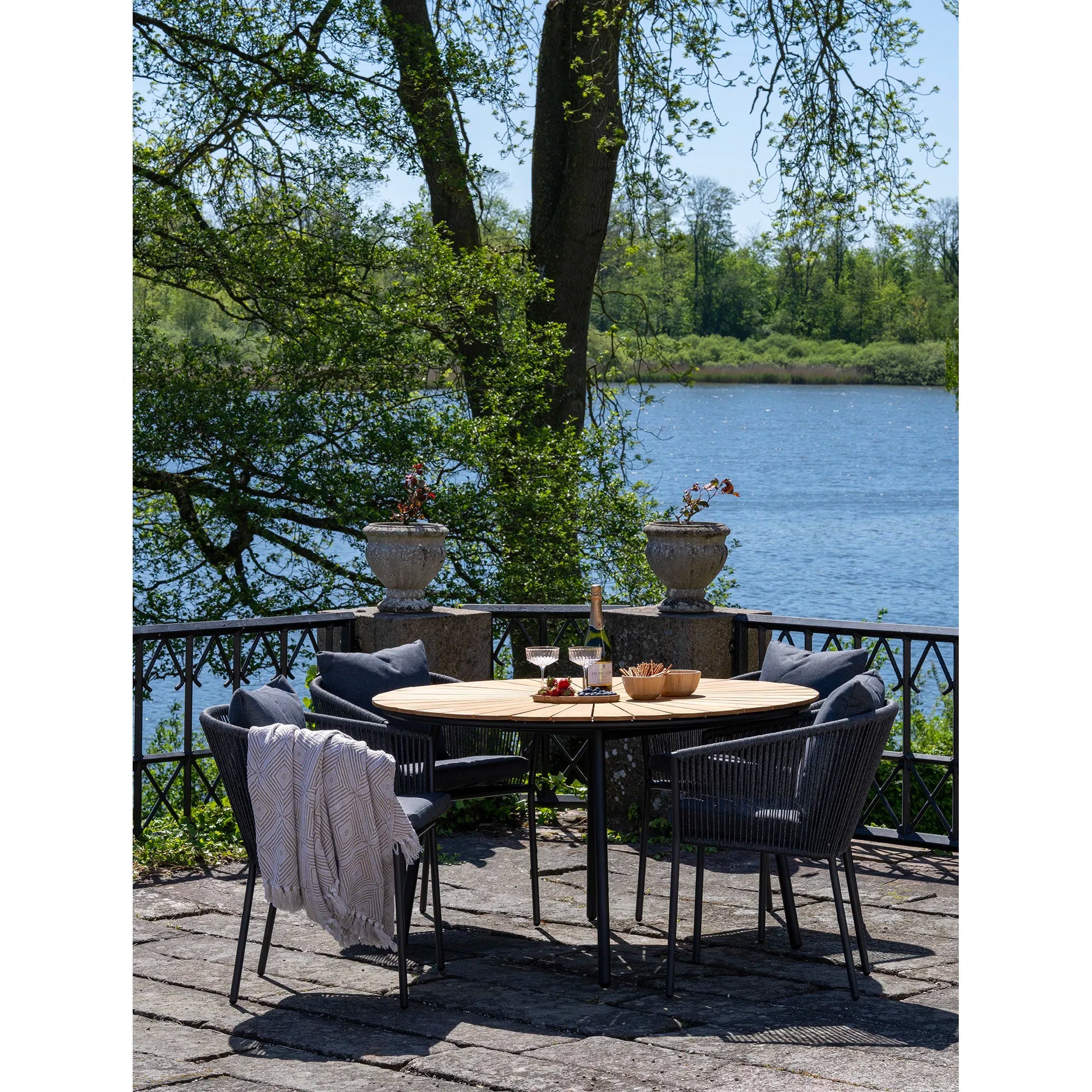 Set of 4 - Tavira Garden Chair Black/Gray
