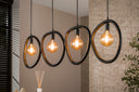 Pendant light Vionara – 4 lights made of arctic black metal in an organic ring shape
