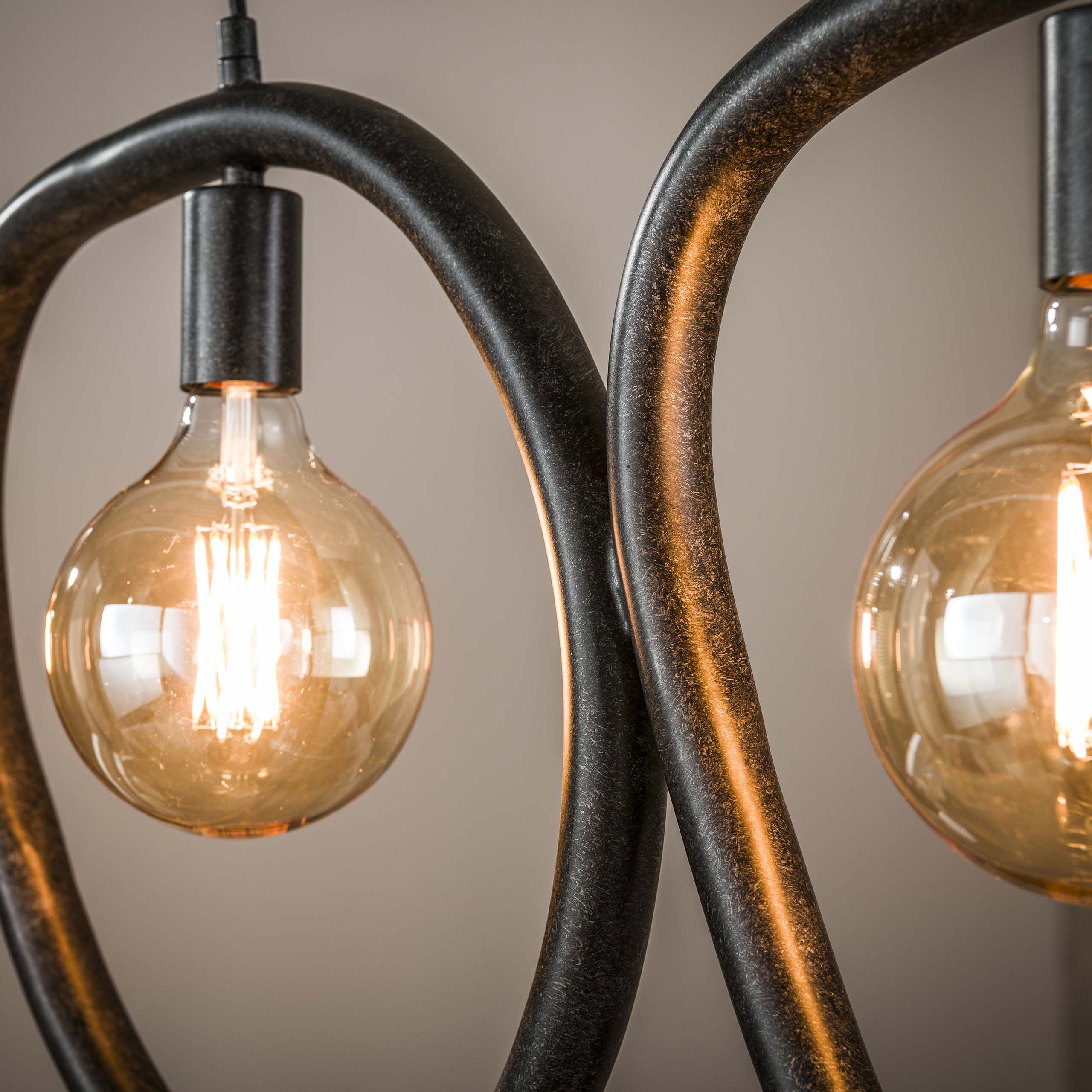 Pendant Light "Vionara" – 4 Lights Made of Arctic Black Metal in Organic Ring Shape