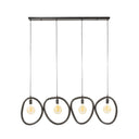 Pendant light Vionara – 4 lights made of arctic black metal in an organic ring shape