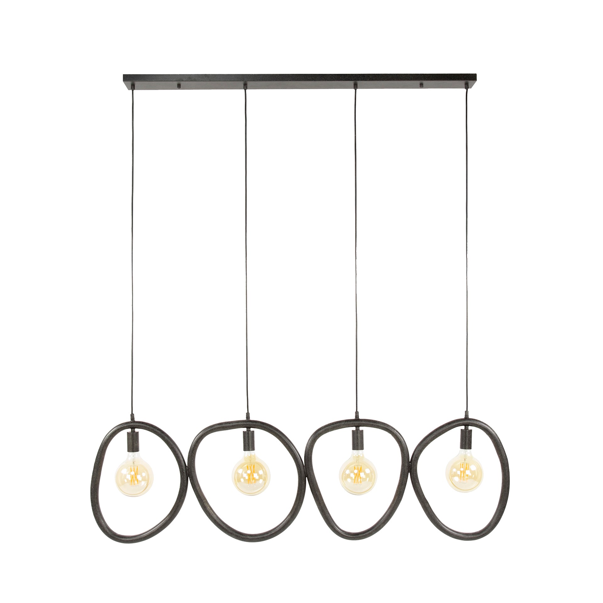 Pendant Light "Vionara" – 4 Lights Made of Arctic Black Metal in Organic Ring Shape