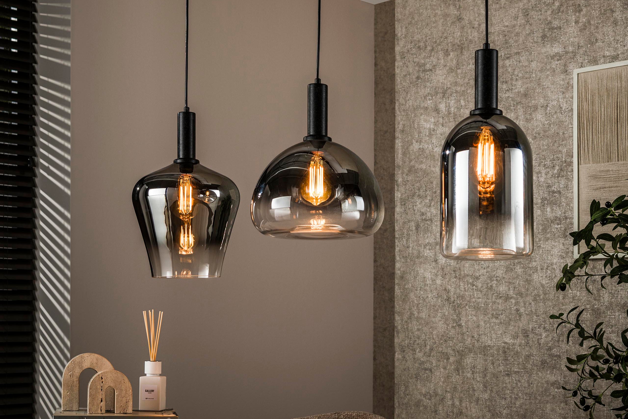 Pendant Lamp "Alveris" – Smoky Glass with Color Gradient in 3 Different Shapes