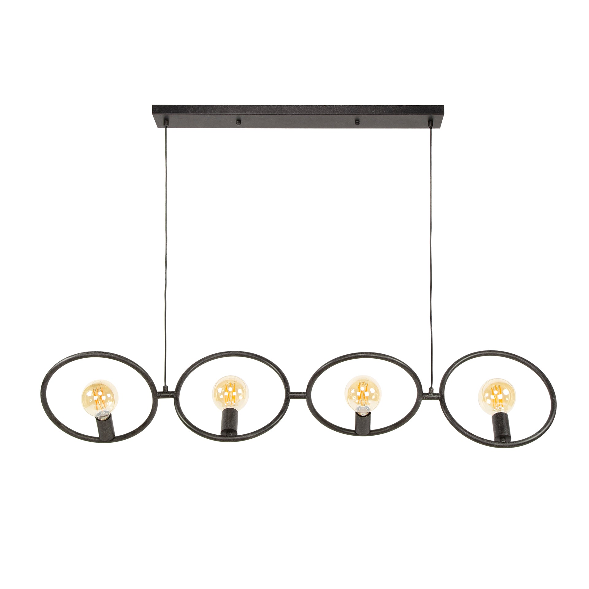 Pendant Lamp "Orlina" – 4 Lights Made of Arctic Black Metal in Loop Design