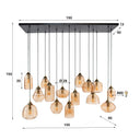 Pendant Light "Solaro" – with 15 Lights in Rib Glass Design and Amber Color