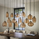 Pendant Light "Solaro" – with 15 Lights in Rib Glass Design and Amber Color