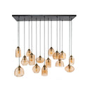 Pendant Light "Solaro" – with 15 Lights in Rib Glass Design and Amber Color