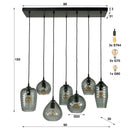 Pendant light Aurelia – with 7 lights in a smoked glass design and metal fitting