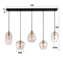 Pendelleuchte Velutto – aus handgefertigtem Diamantglas mit 5 Leuchten
