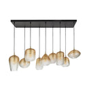 Pendant light Luxor" – with 9 lights and an amber color gradient