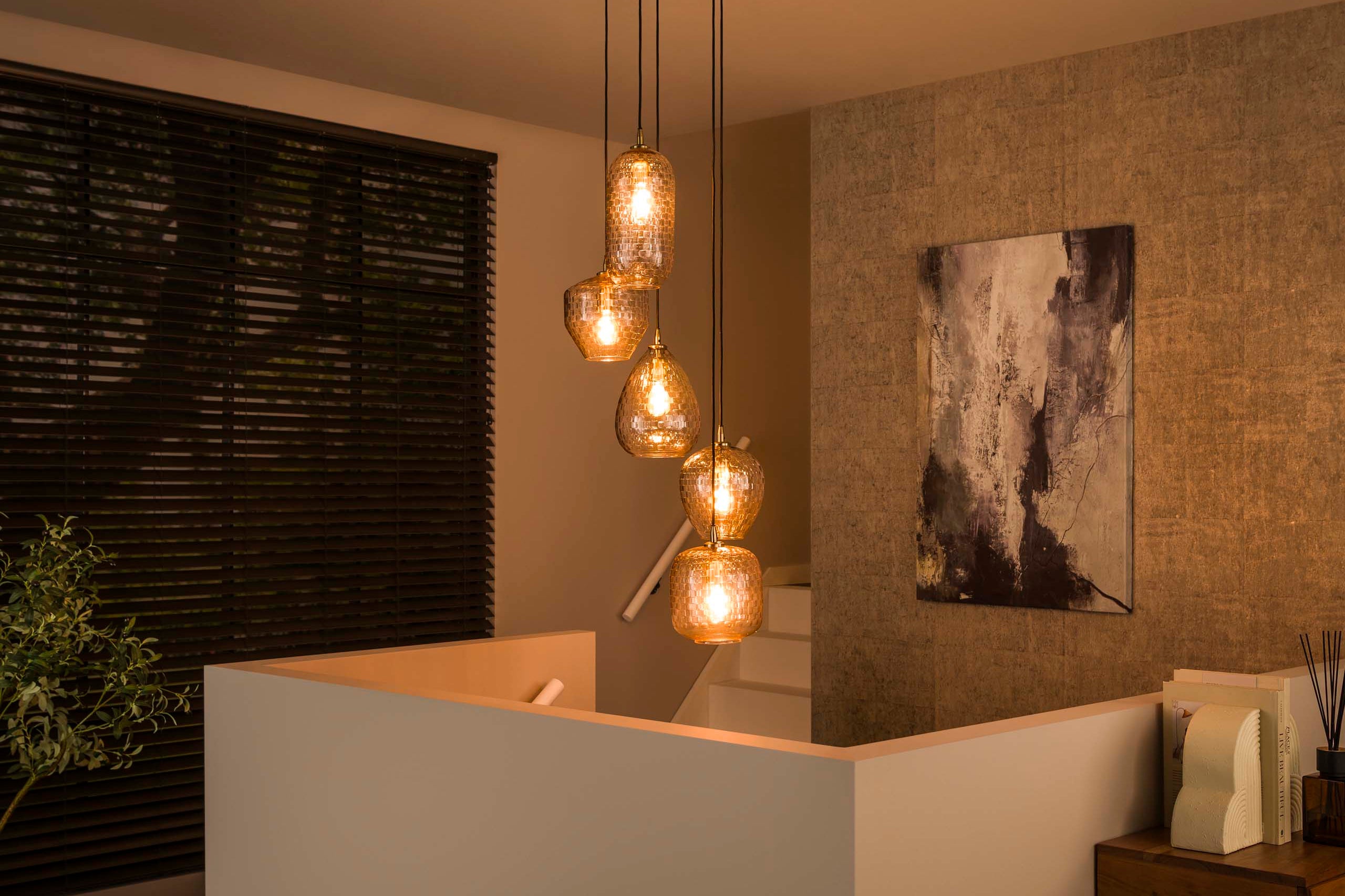 Pendant lamp "Arcana" – tiered diamond glass with 180cm height