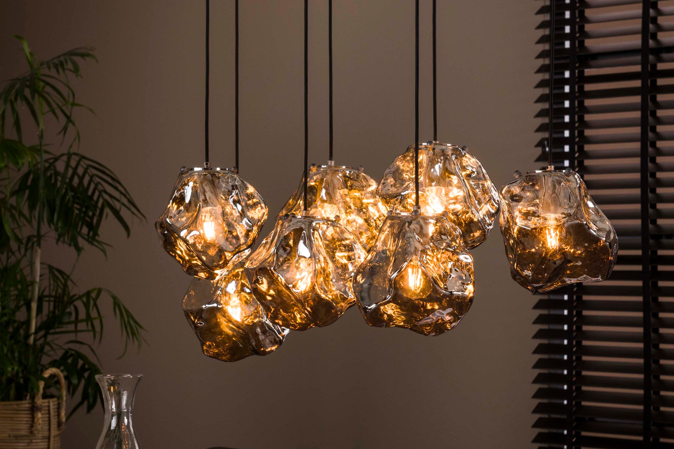 Pendant lamp "Stellaris" – made of mouth-blown chrome glass