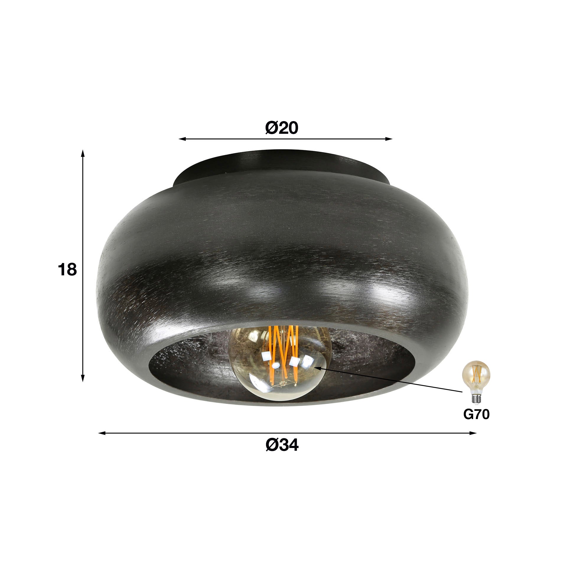 Ceiling light "Skylin" – Metal lamp in black nickel