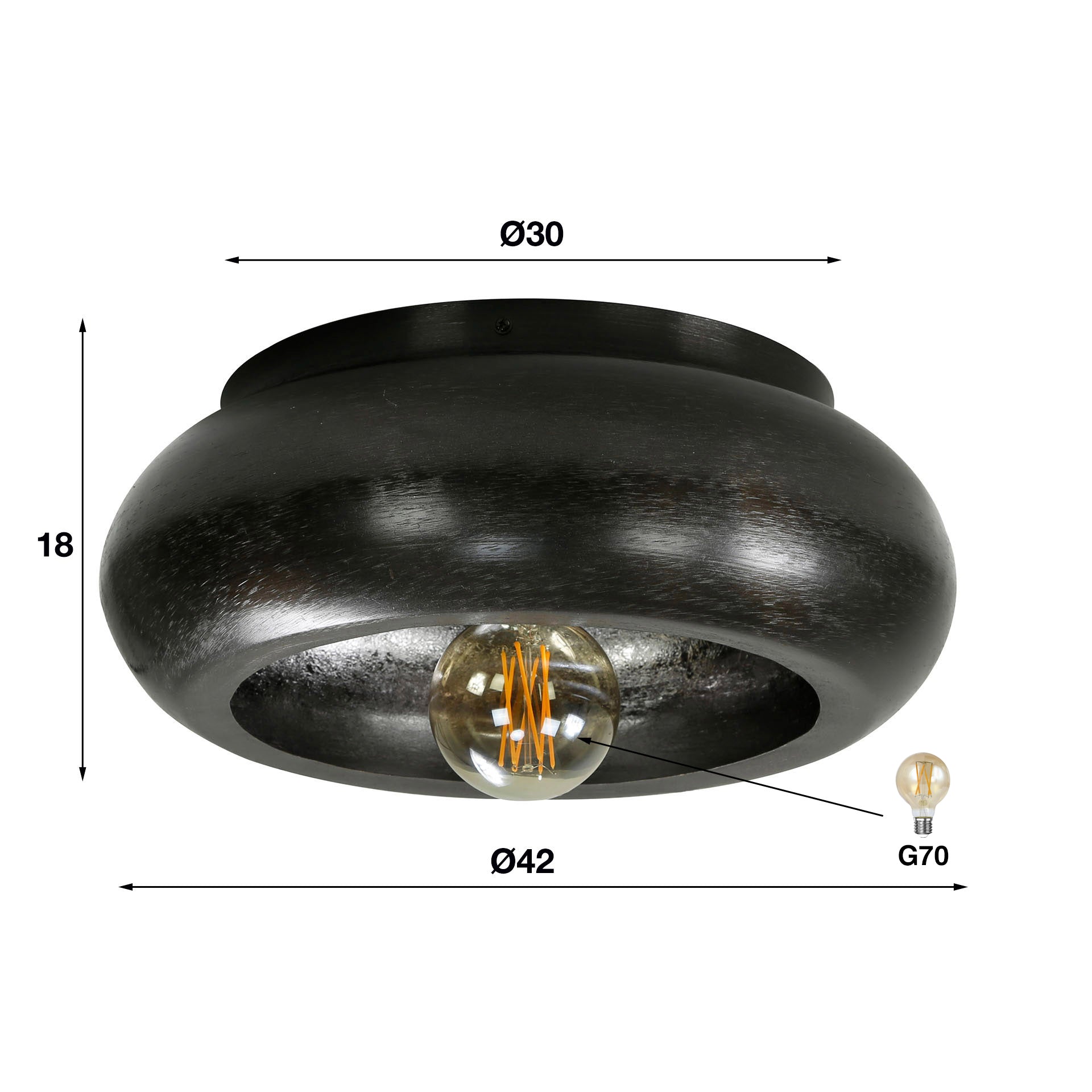 Ceiling light "Sky" – Metal lamp in black nickel