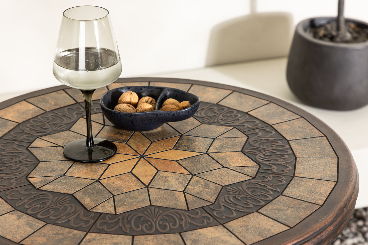 Kaffeetisch Lejla -  Ø60 mit brauner Tischplatte aus Faserzement