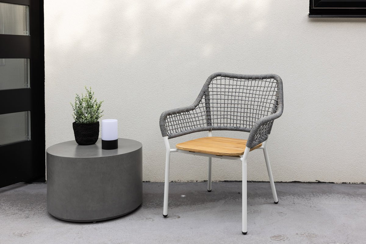 Garden Lounge Chair Amore - In Gray with a Teak Wood Seat Surface