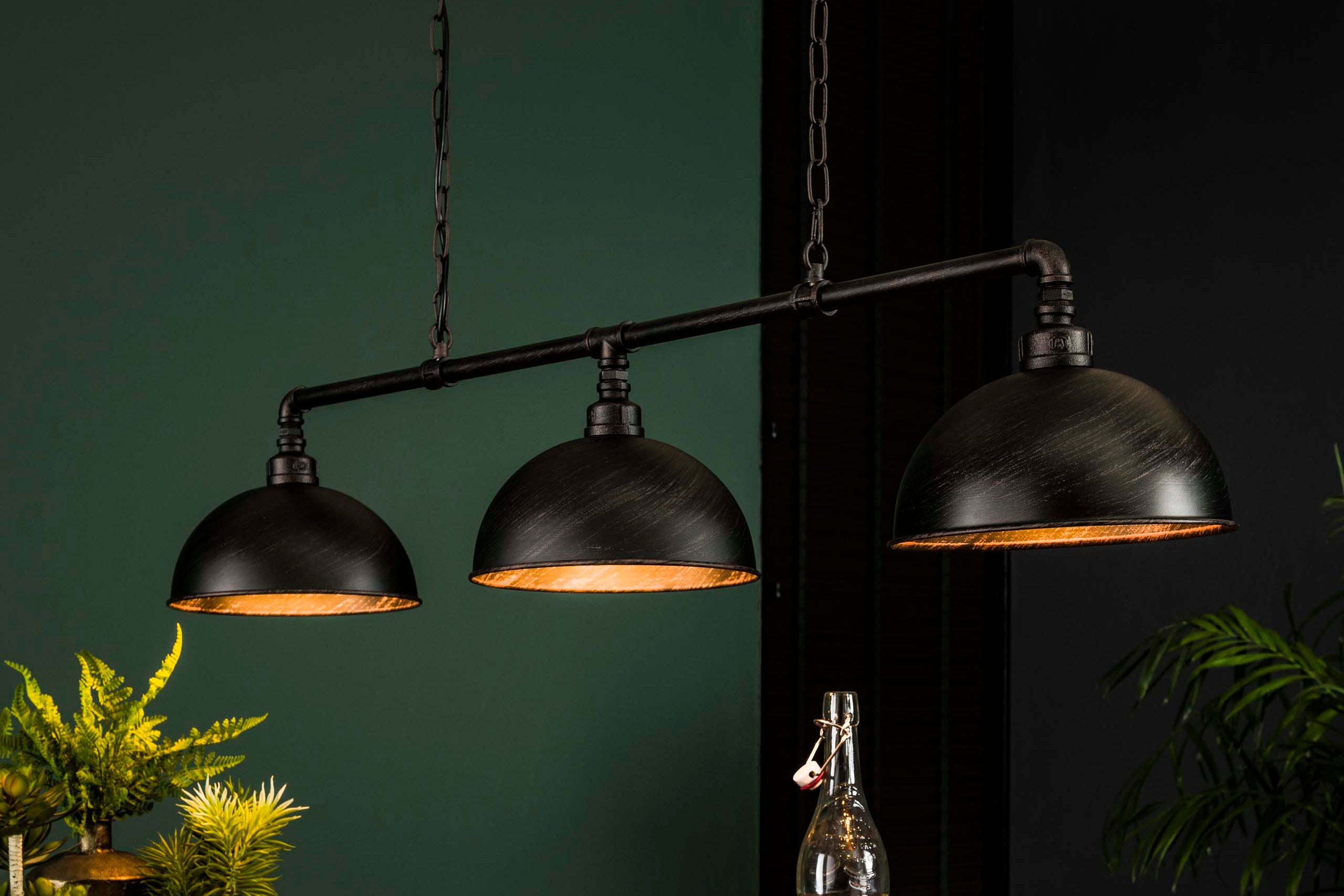Pendant Light "Aurina" – Industrial Design with Chain Suspension and 3 Lamps