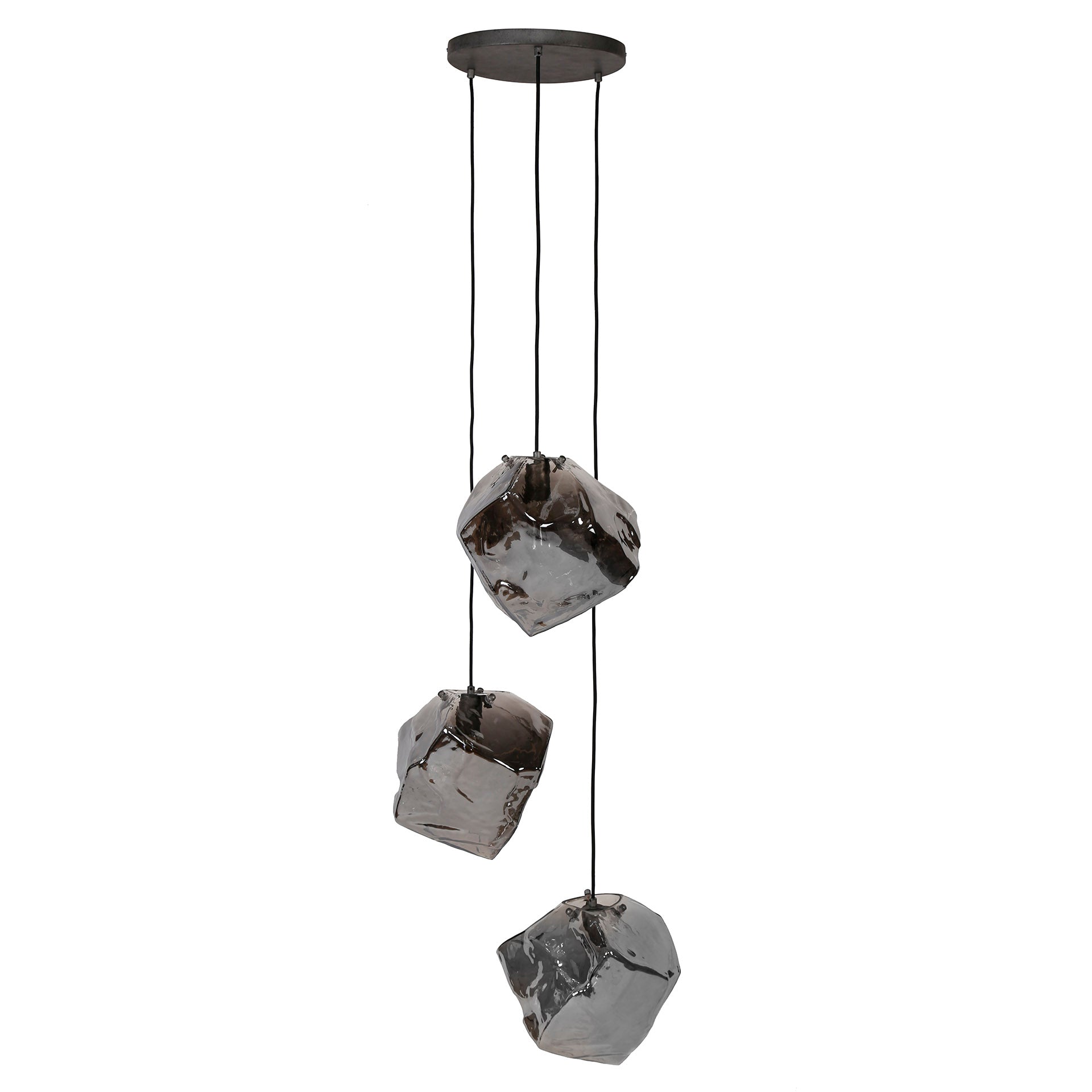 Pendant lamp "Caelus" – made of mouth-blown chrome glass with 3-step lighting