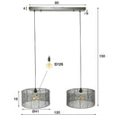 Pendelleuchte Candela – 2 Leuchten mit geflochtenem Lampenschirm aus Schwarznickel