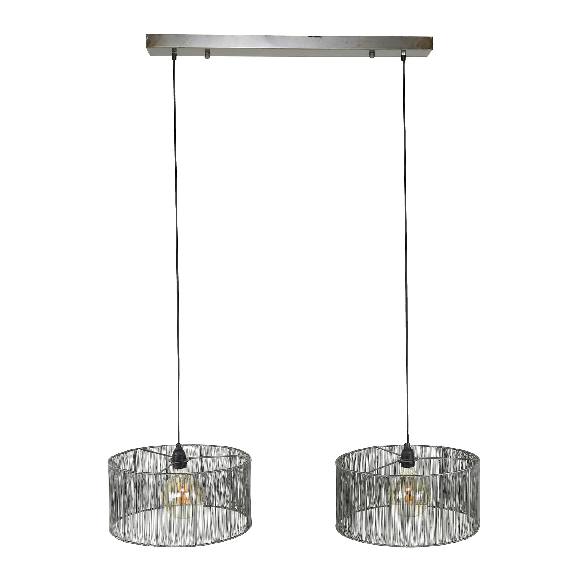 Pendant lamp "Candela" – 2 lights with braided lampshade in black nickel