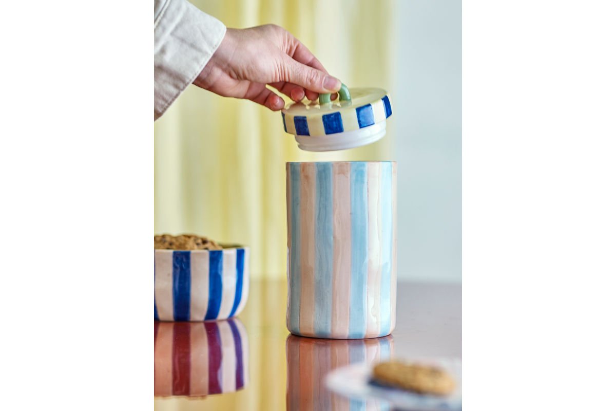 Livenza Storage Jar – Hand-Painted Stoneware Container with Lid