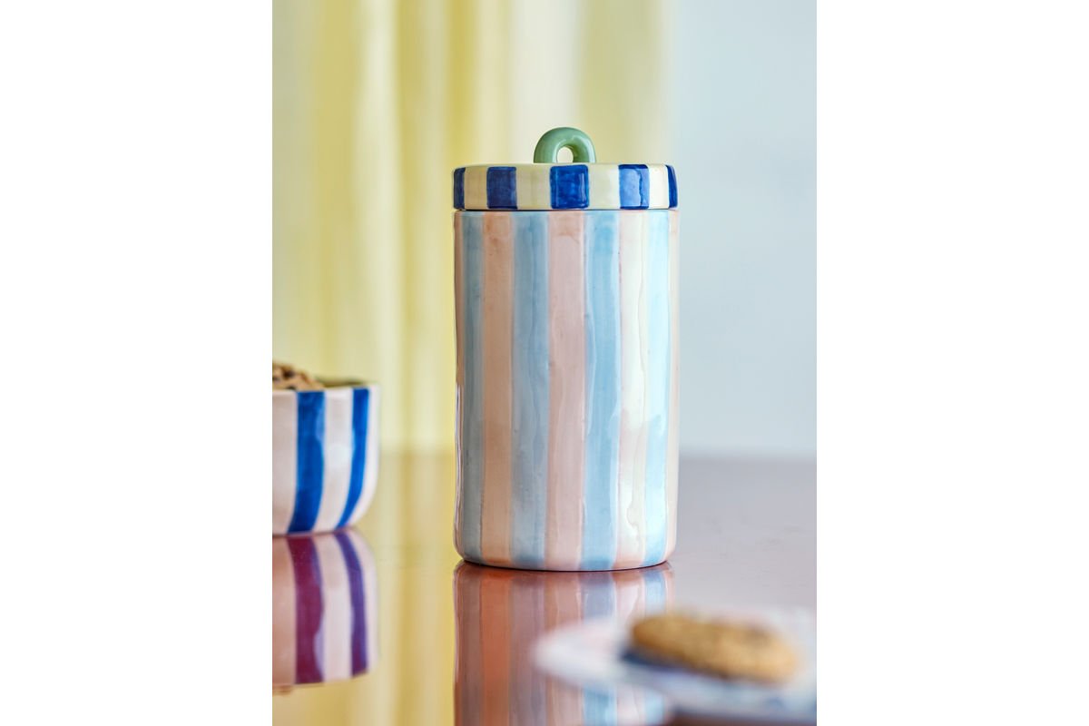 Livenza Storage Jar – Hand-Painted Stoneware Container with Lid