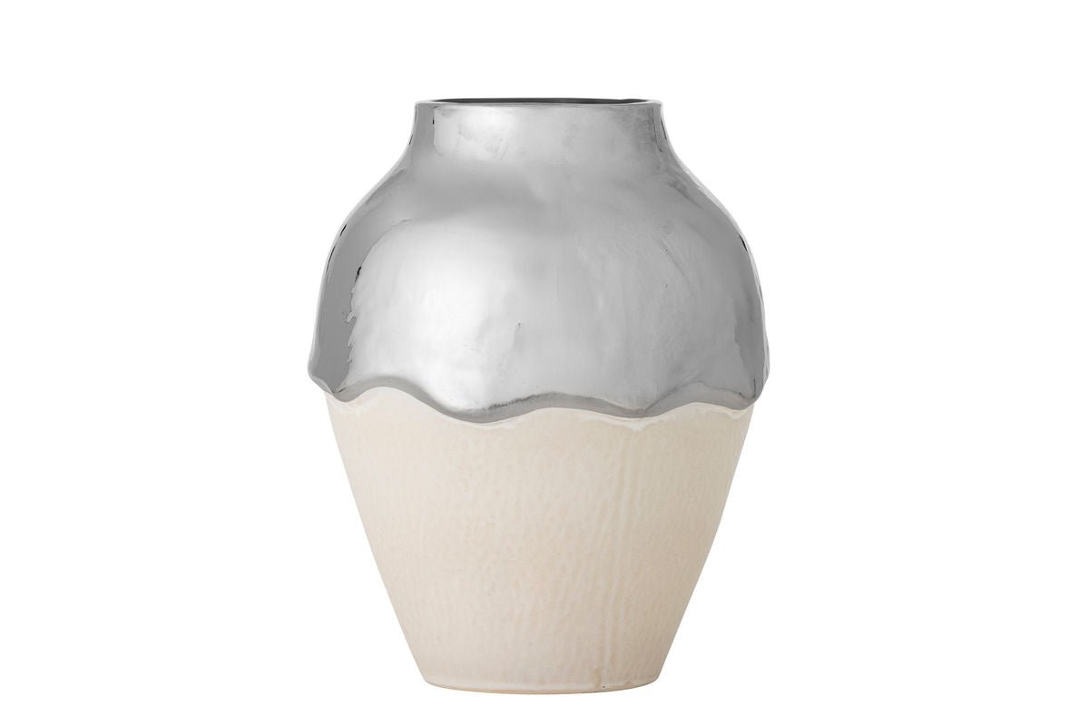 Vase Silena – elegant stoneware vase with silver glaze