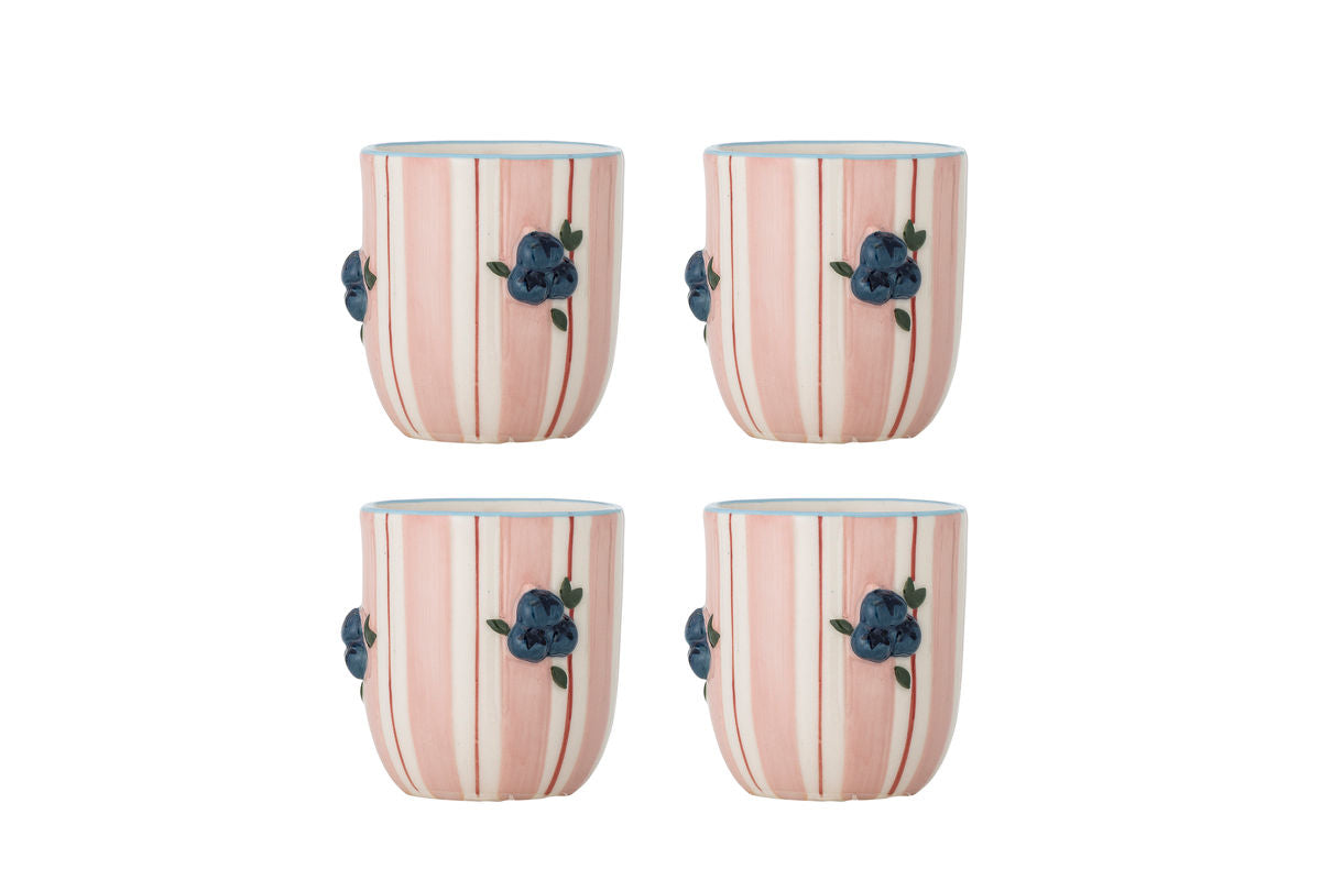 Naomie Cup Set – Embossed Design in Delicate Rosé Tones (Set of 4)