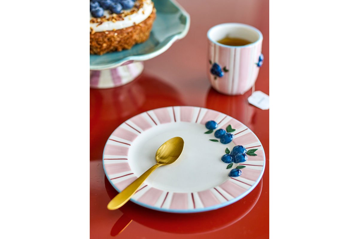 Teller-Set Hari – Handbemaltes Steingut in Rosé (4er-Set)