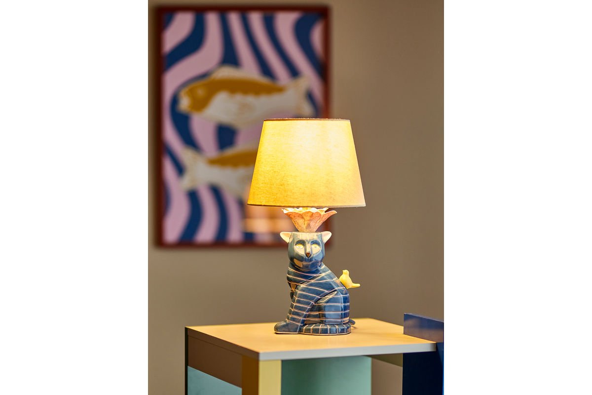 Table lamp Liora – hand-painted stoneware in Blue, decorative design object