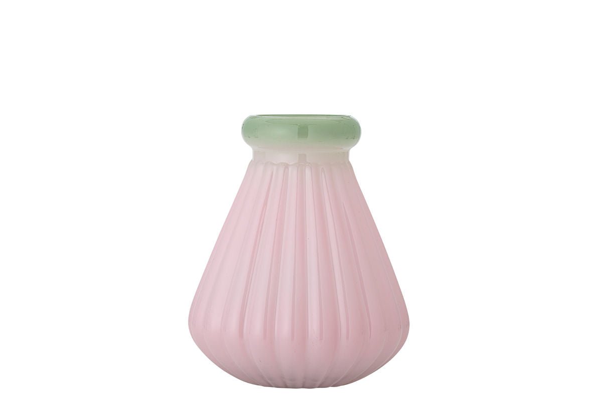 Vase Edona – Mundgeblasenes Glas mit sanfter Riffelung