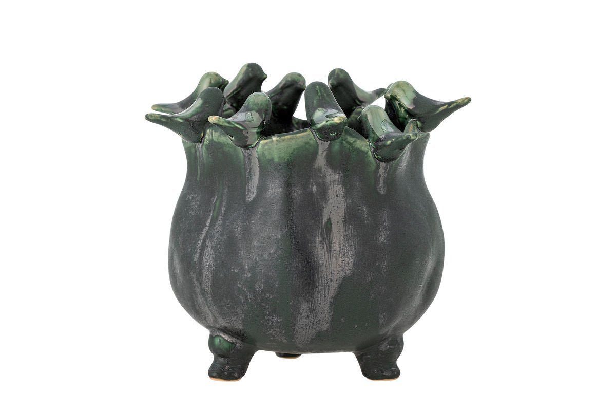 Flower Pot Fiora – Stoneware with Playful Bird Details