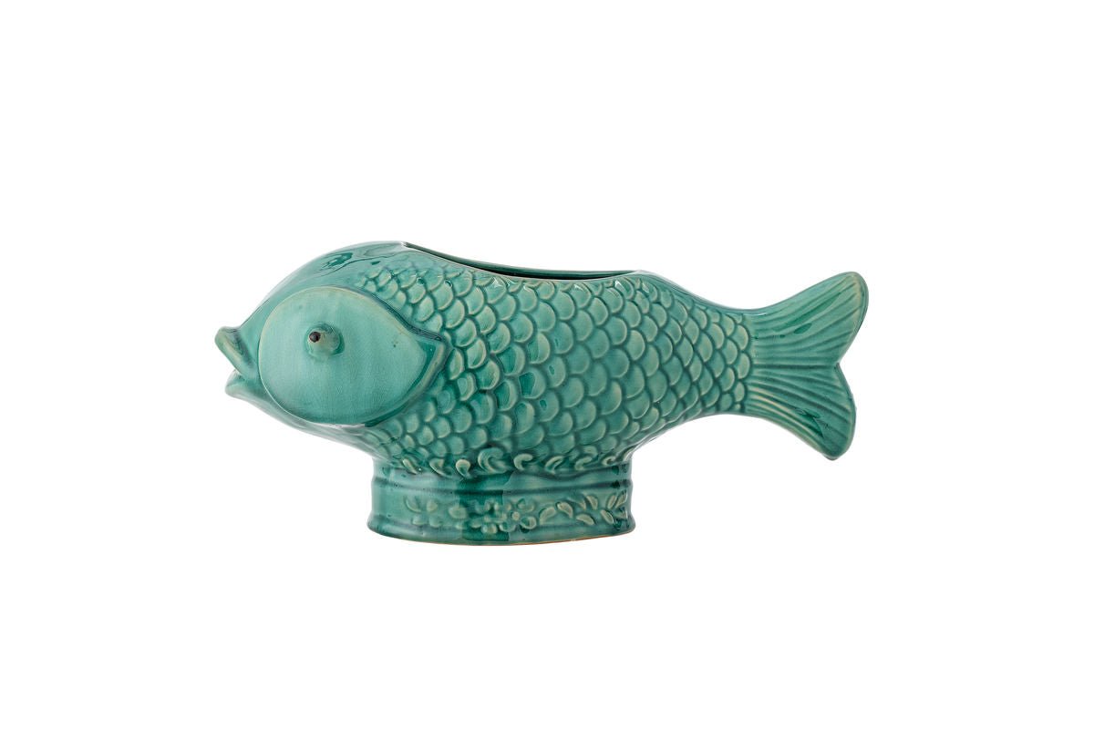 Marino Flower Pot – Stoneware with Fish Shape in Green
