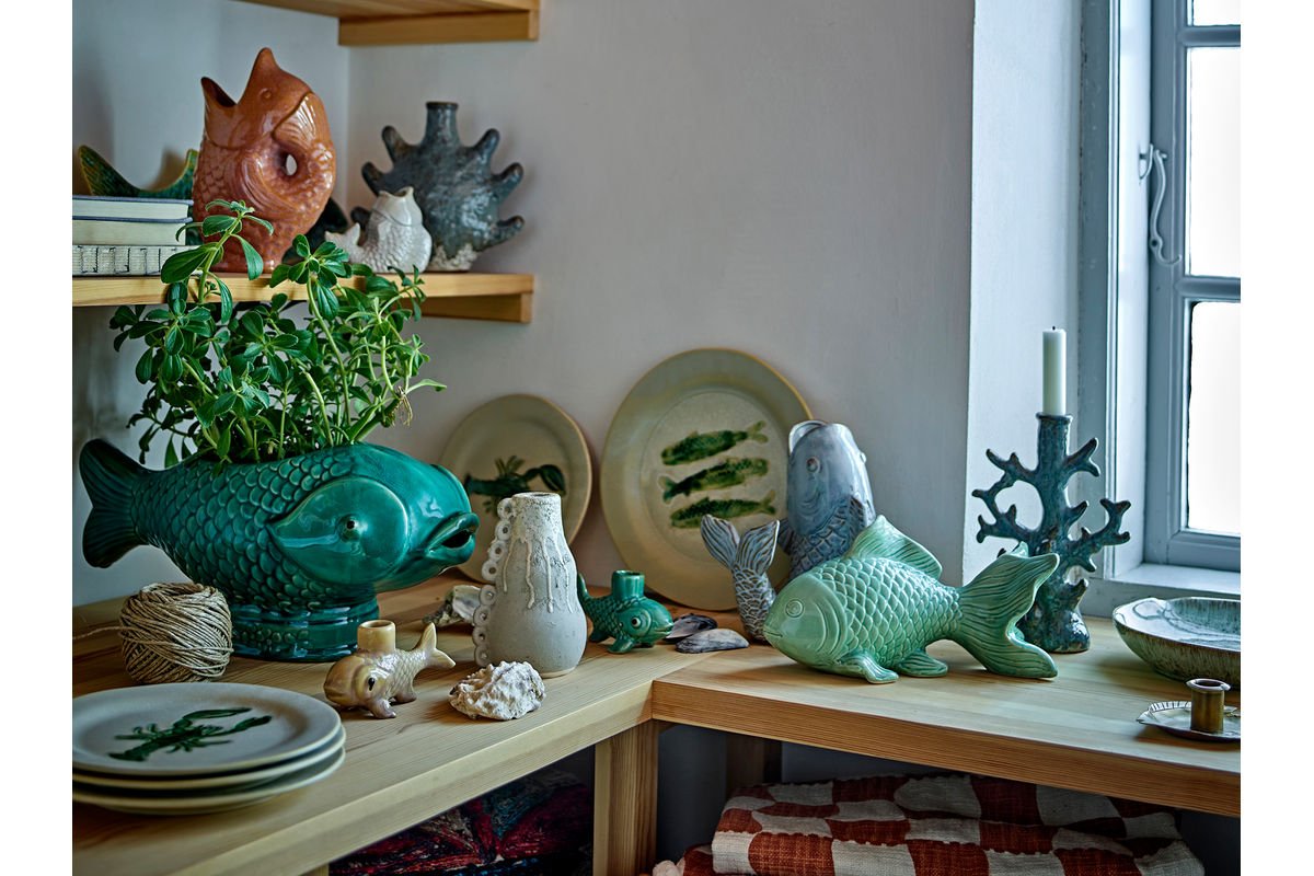 Marino Flower Pot – Stoneware with Fish Shape in Green