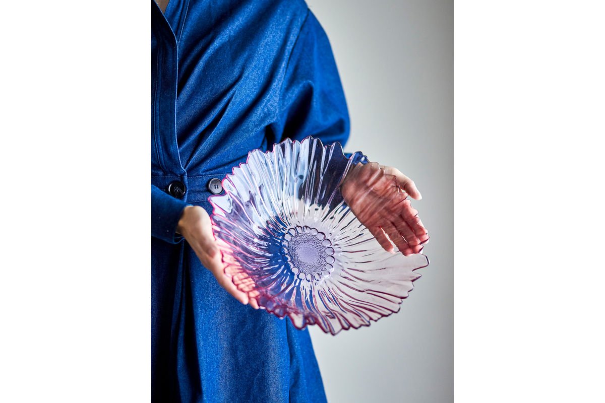 Bowl Claire – made of glass in Pink with floral character
