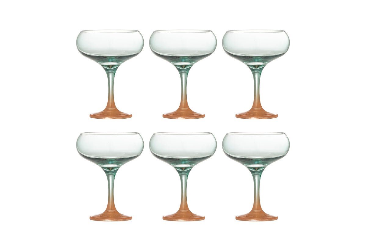 Oceana Cocktail Glasses – Glasses with Subtle Amber and Turquoise Accents (Set of 6)