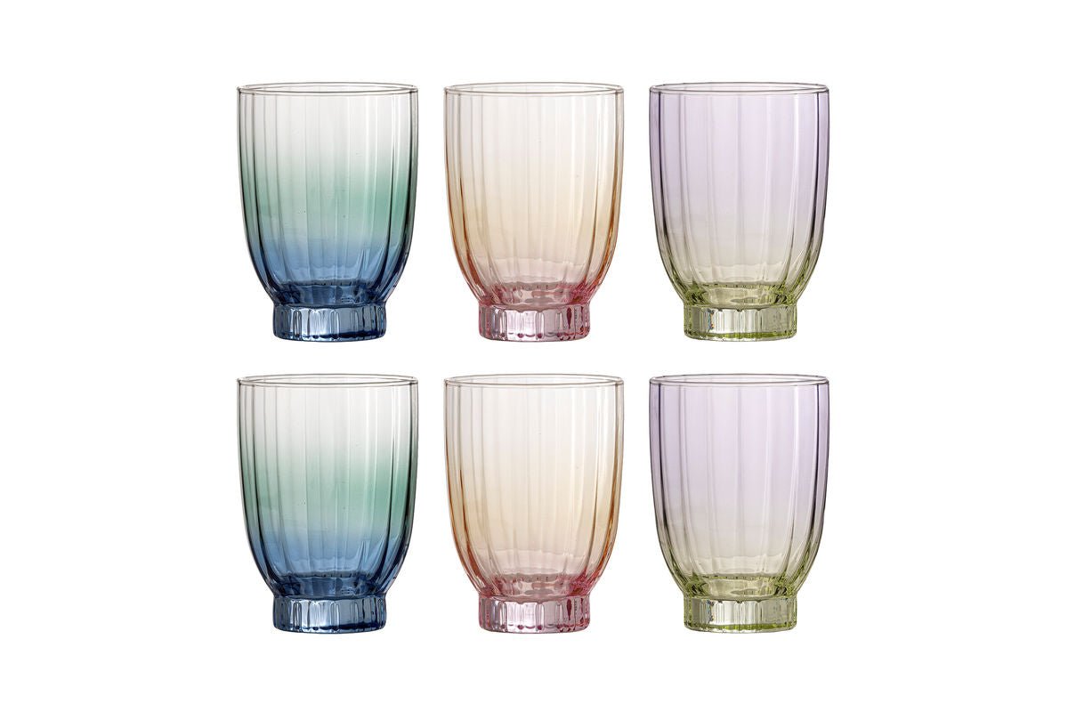 Rainbow Drinking Glasses – Elegant Ribbed Design (Set of 6)