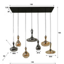 Pendant light "Viretta – 7 glass shades in carafe shape with black metal fitting