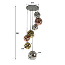Pendant light Elaris – 7 staggered lights in the metal color combination Gold,Copper and Chrome