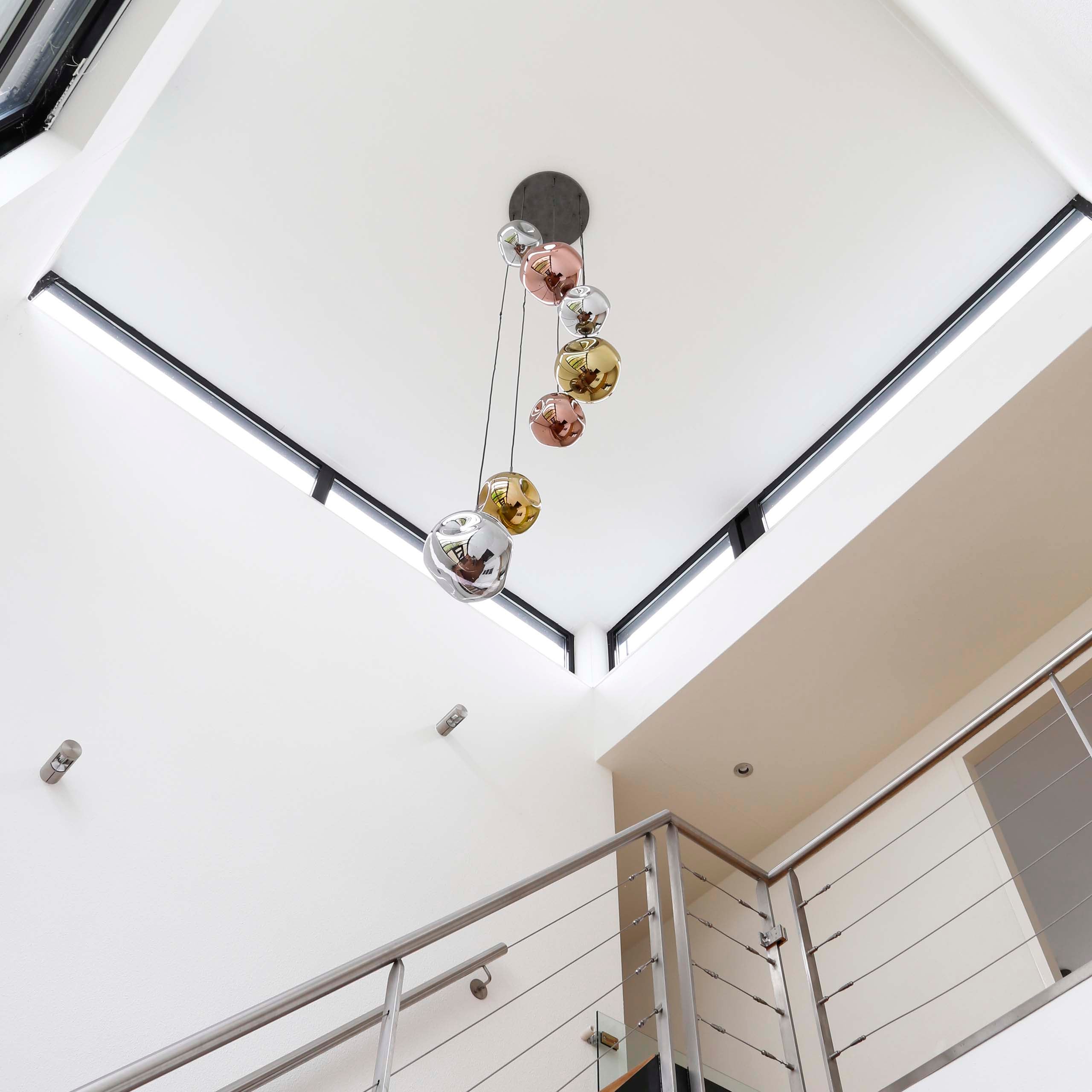 Pendant Light "Elaris" – 7 Tiered Lights in the Metal Color Combination Gold, Copper, and Chrome