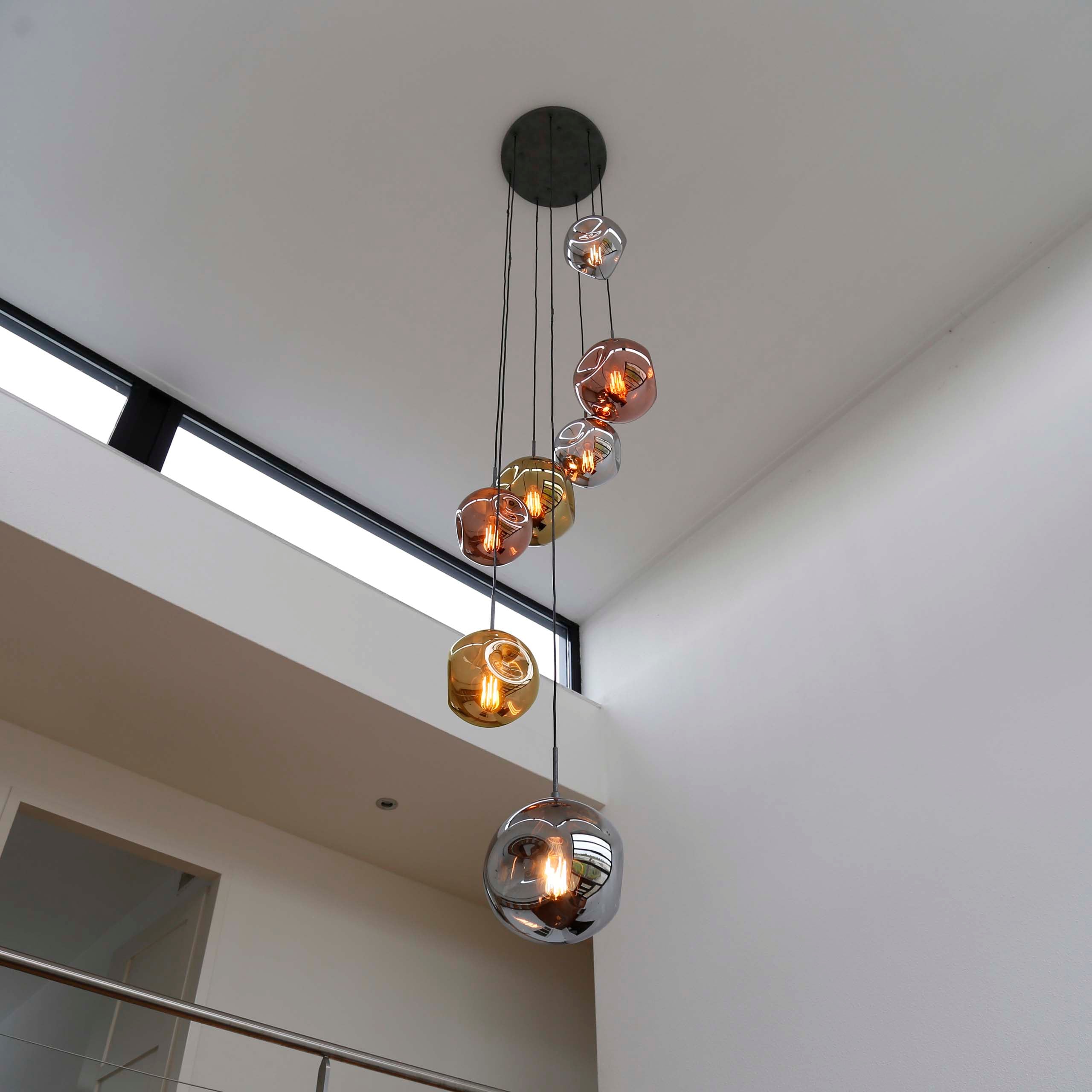 Pendant Light "Elaris" – 7 Tiered Lights in the Metal Color Combination Gold, Copper, and Chrome