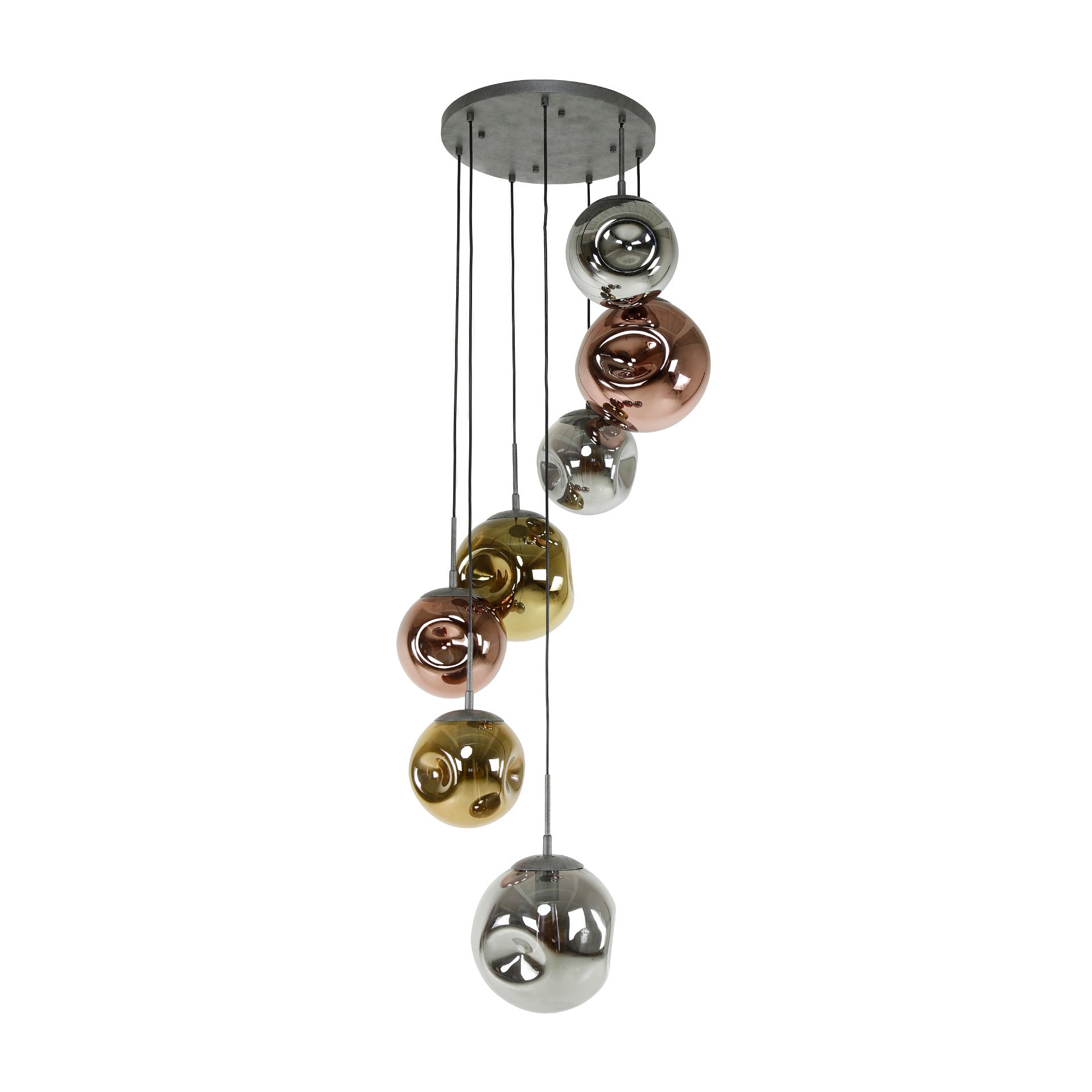 Pendant Light "Elaris" – 7 Tiered Lights in the Metal Color Combination Gold, Copper, and Chrome