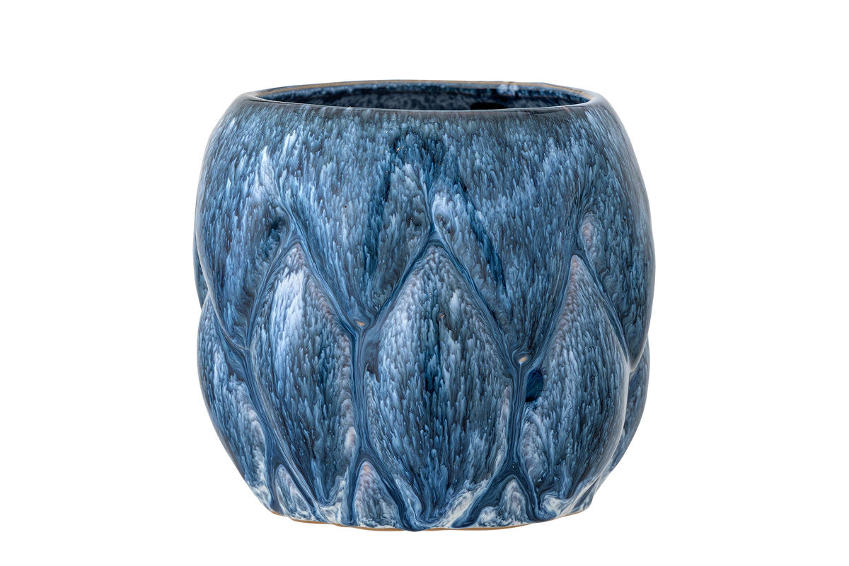 Flower Pot Mareva – Reactive Glaze in Deep Blue