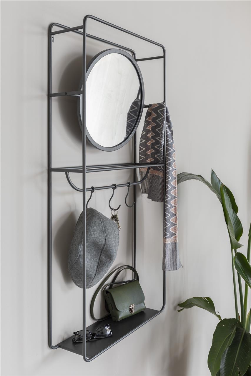 Wall shelf - mirror Duco – made of steel in Black