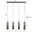 Pendant light Navaro – 4 lights with chrome-plated glass shades in cylinder shape