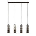 Pendant light Navaro – 4 lights with chrome-plated glass shades in cylinder shape