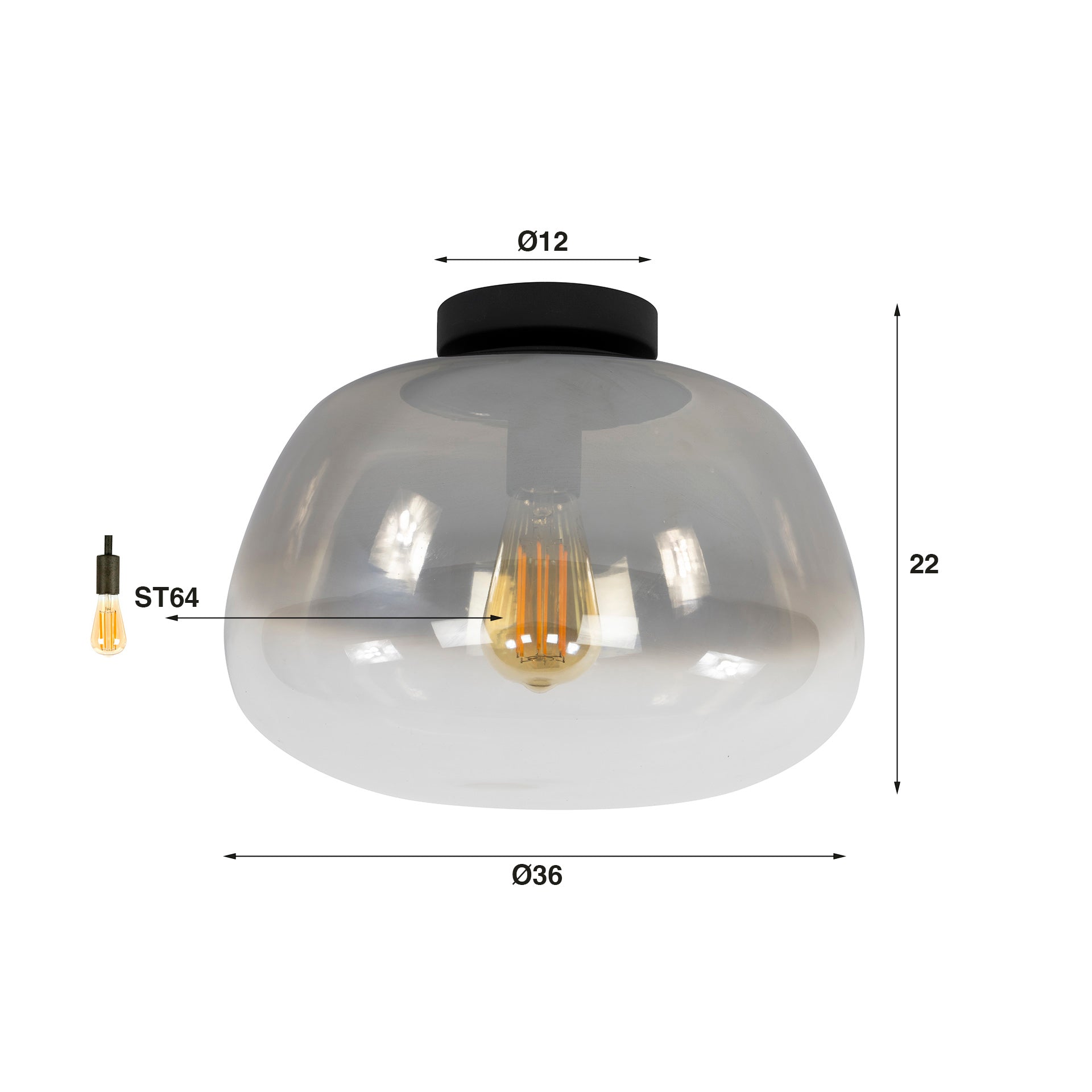 Ceiling light "Lunara" – Glass lamp with tinted shade