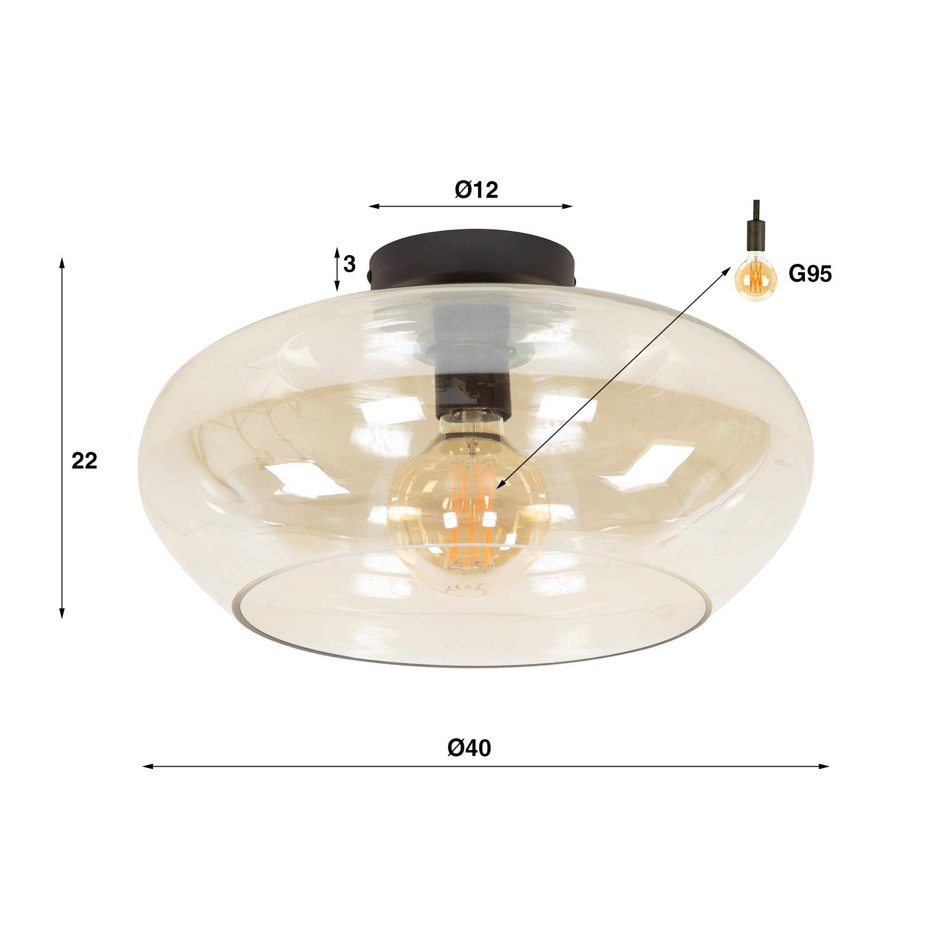 Ceiling light "Aurex" – made of glass in 3 versions