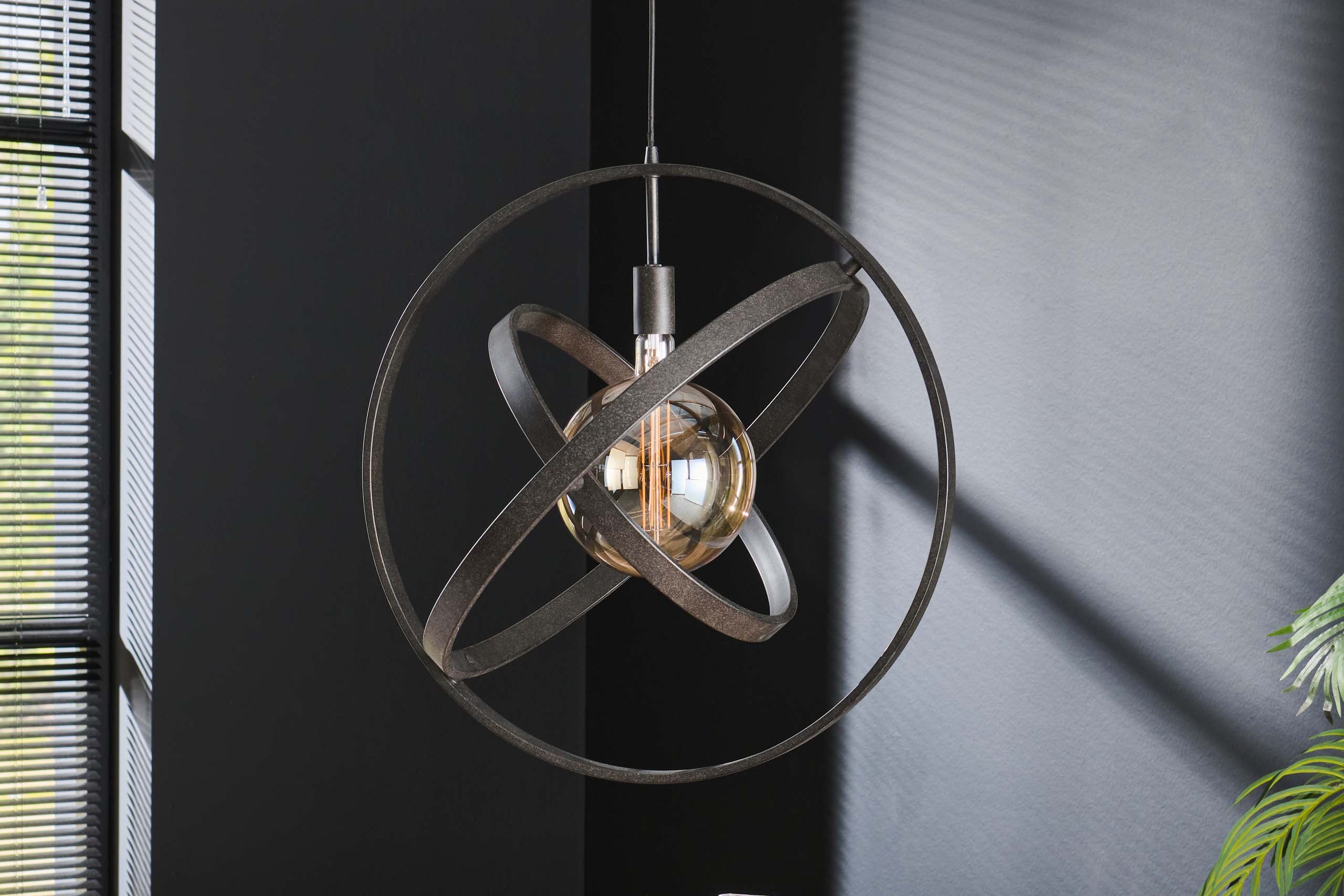 Pendant Light "Orvion" – 1 Light with Sphere Design made of Metal in Black