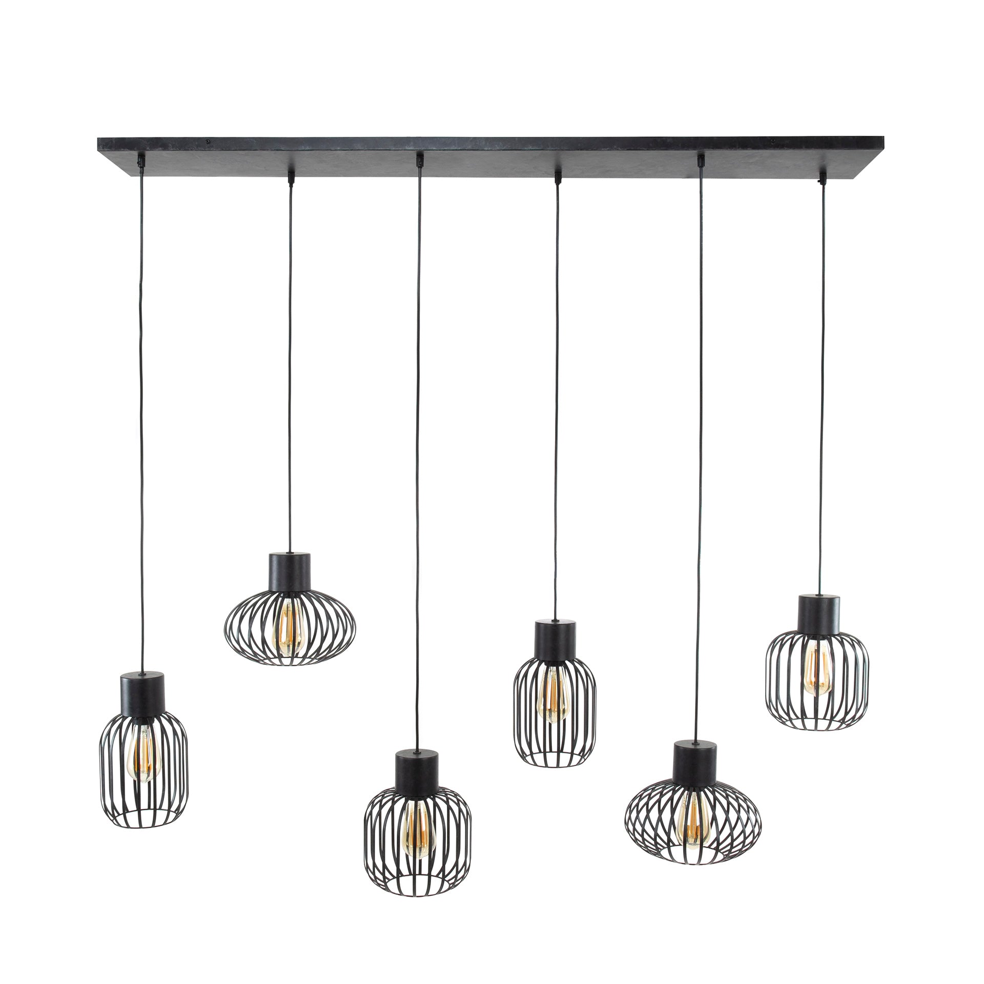 Pendant Light "Corvella" – 6 Lights Made of Anthracite-Colored Metal Mesh in Various Shapes