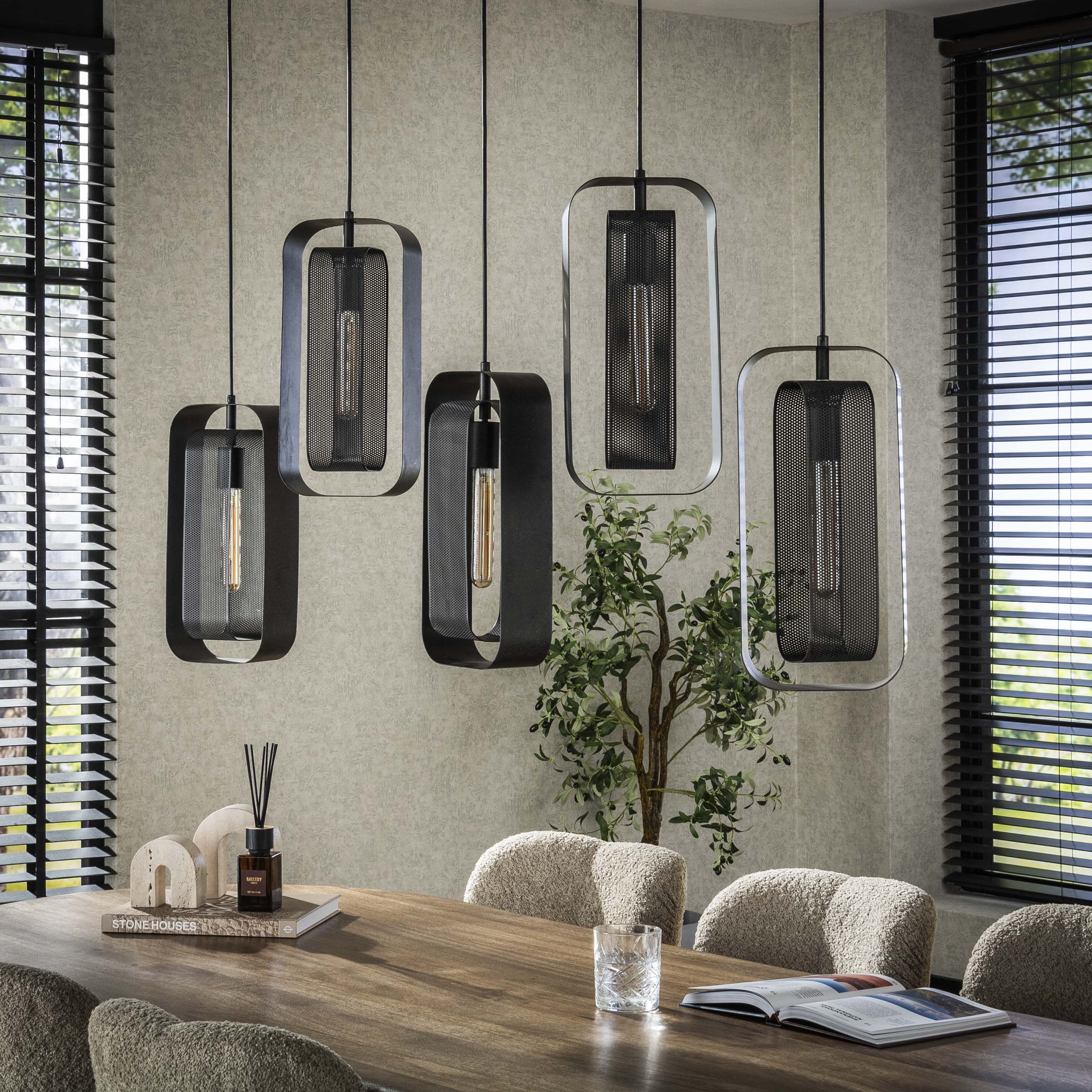 Pendant Light "Venalis" – 5 Lights with Rotatable Grid Lampshades and Individually Height Adjustable